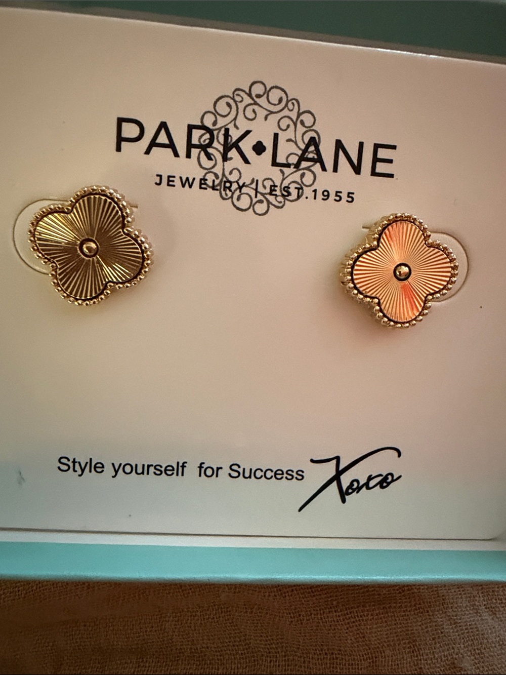 Park Lane Gold Four-Leaf Textured Clover Earrings